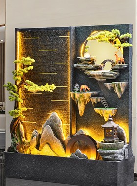 假山流水喷泉双面水幕墙屏风摆件客D厅循环水装饰水景玄关隔断景