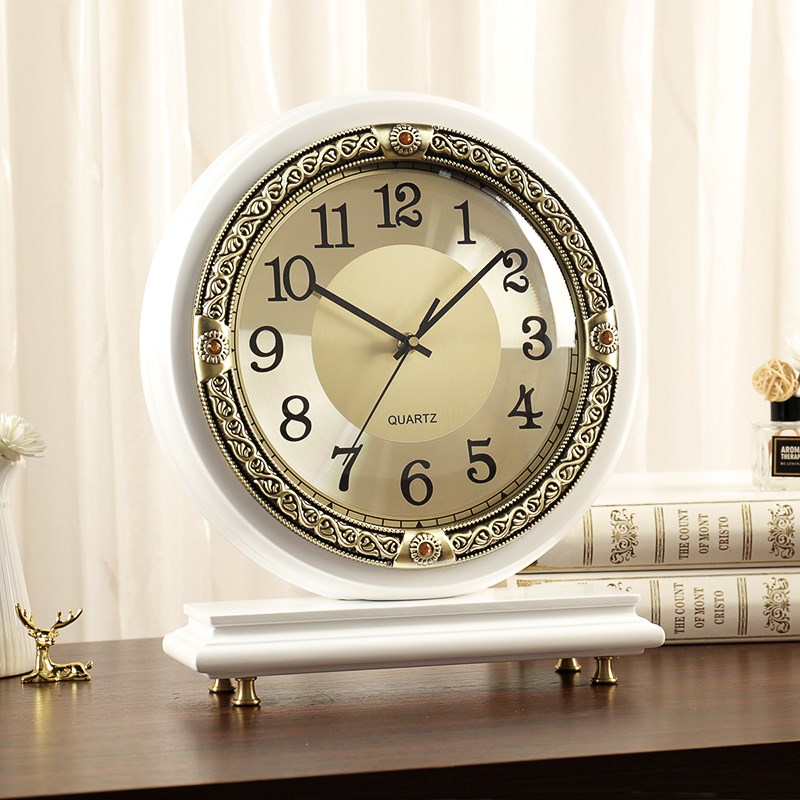 汉时台钟客厅钟表家用装饰坐钟欧式木质时钟电视柜静音U座钟HD297 - 图2