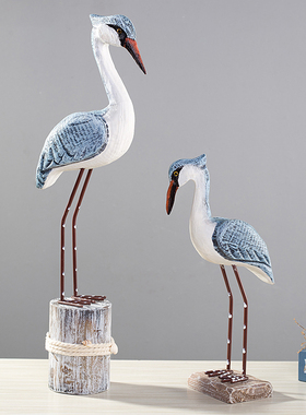 创意地中海海洋风格实木海鸟海鸥客厅玄关装饰超市道具装饰品摆件