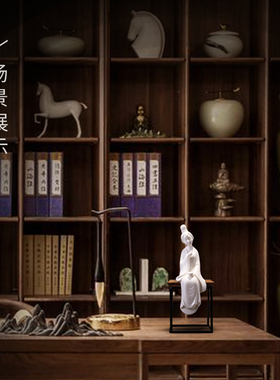创意琴棋书画陶瓷人物摆件中式客厅书房办公室软装饰品工艺品摆设
