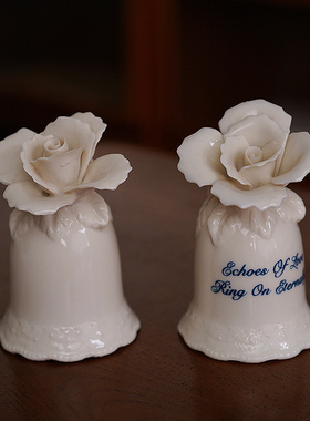 出口欧洲复古宫殿风陶瓷餐桌铃铛摆件 浮雕花卉鸟造型家居装饰品