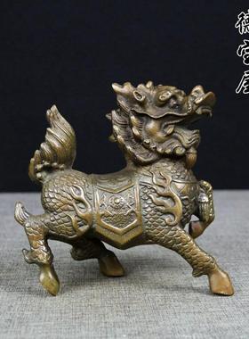 纯铜麒麟摆件彷古覆古一对小号大号摆件工艺礼品摆饰家用家居摆设