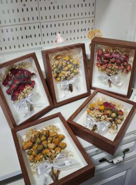 立体干燥花相框摆台标本展示框手工8寸成品摆件相框花束桌面摆件