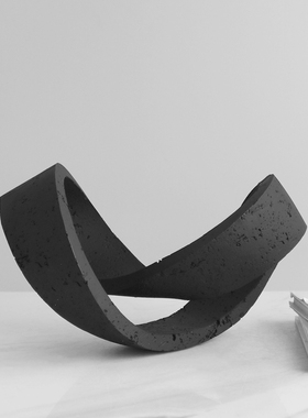 梵其现轻奢几何环形摆件创意艺术仿洞石样板间客厅电视柜装饰品