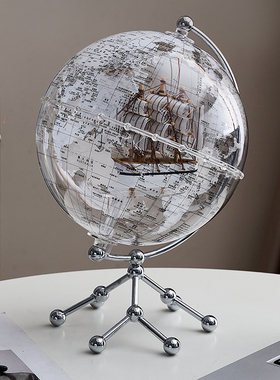 创意个性透明地球仪摆件高档轻奢办E公室桌面书房间客厅酒柜装饰