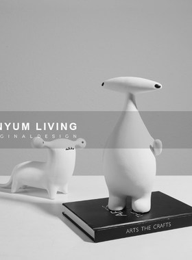 现代轻奢样板间儿童房装饰创意外星生物摆件陶瓷U工艺品桌面摆设