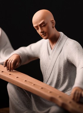 创意紫砂小和尚h摆件中式陶瓷禅意人物家居客厅玄关桌面装饰工艺