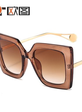 新款时尚太阳镜1916 欧美女式大方框太阳眼镜 跨境潮流平光镜