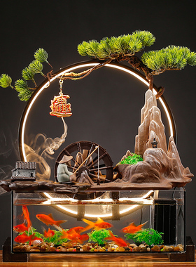 流水摆件循环水招财鱼缸客厅假山喷泉生财中式家居装饰办公室桌面