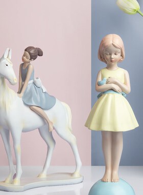 冥想可爱女孩摆件创意家居客厅装饰品女生房间书桌面少女心小摆设