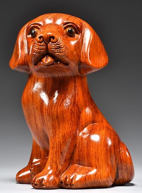 花梨木雕狗摆件十二生肖狗实木家居客厅补角吉祥物装饰红木工艺品