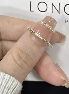 因缺斯汀【零星闪烁】金银两色镶钻戒指小众开口素戒女百搭气质