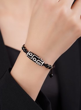 古法藏式玛瑙天珠手串男生松紧绳手链女款小众设计感嘻哈风情侣款