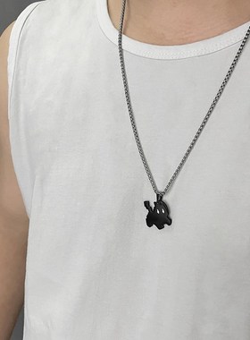 PDSTYLE闪电黑猫popular潮流项链男冷淡风女生钛钢情侣高级感吊坠