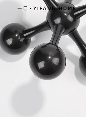 现代简约样板房金色分子球客厅茶几托盘收纳小摆件书房书压