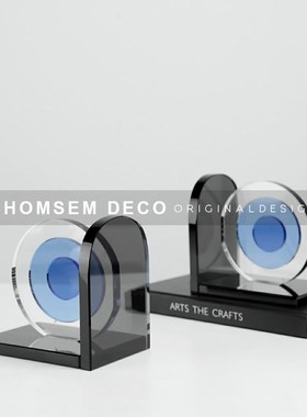 从上简约现代创意蓝色水晶书房z书挡摆件样板间玄关客厅电视柜装