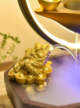 中式开业礼物流水摆件循环水公司店铺桌面聚宝盆电视柜玄关风水轮