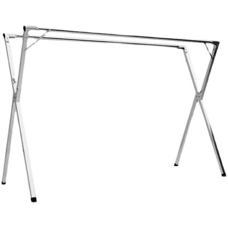 不锈钢晾衣架落地折n叠伸缩阳台嗮衣架单杠双杠挂衣架X型简易衣杆 - 图2