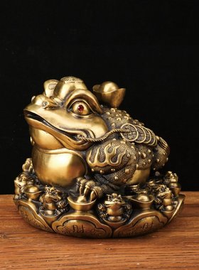 铜金蟾摆件八方纳财金蟾蟾蜍九子蟾元宝金蟾