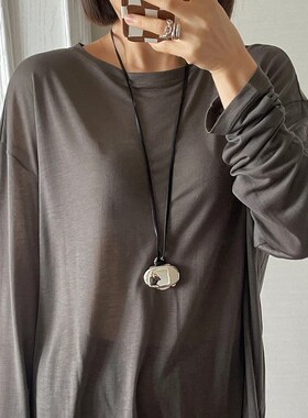 复古月光宝盒吊坠项链女轻奢小众设计高级感黑绳长款小盒子毛衣链