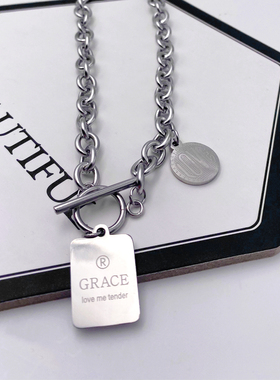 儿童项链男孩潮配饰钛钢吊坠个性街舞走秀搭配女童嘻哈毛衣链拍照