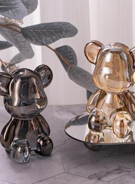 暴力熊轻奢水晶摆件桌面客厅电视柜酒柜简约家居装饰乔迁生日礼物