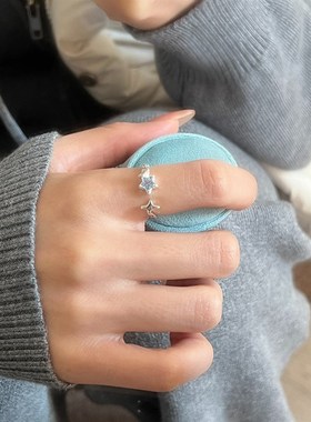 蓝色星星戒指女小众设计轻奢高级感食指戒百搭甜美风指环2025新款