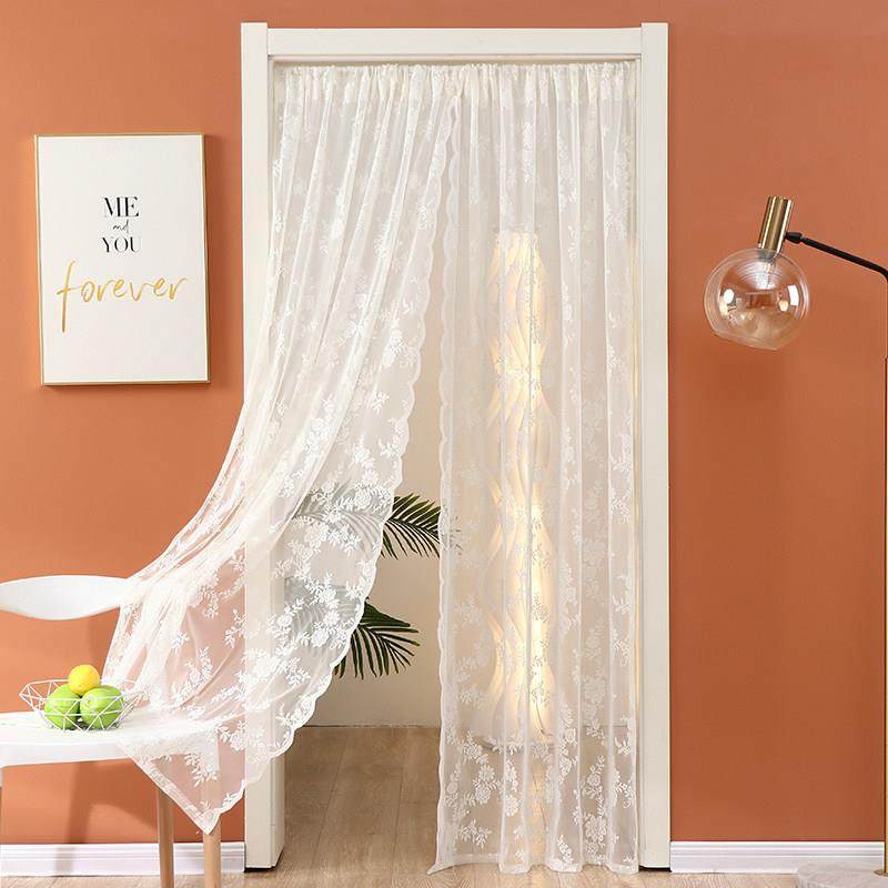 蕾丝门帘白纱卧室透光不透人纱帘免钉遮光隔断提花纱法式氛围帘,淘宝优惠券,粉丝福利购,淘宝优惠卷