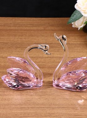 水晶天鹅客厅玄关轻奢玻璃摆件电视柜柜台水晶装饰品家居结婚礼物