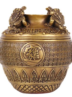 杨铜记 存钱罐 四方  聚宝盆摆件装饰工艺品开业礼品  四蟾缸