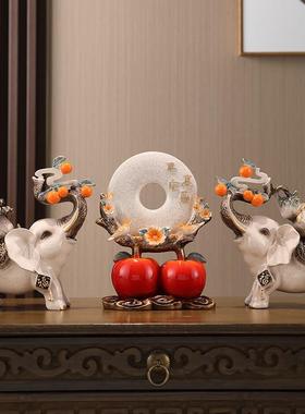 事事如意财福大象一对创意家居玄关客厅电视柜摆件轻奢高档装饰品