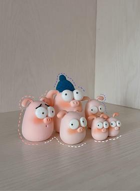 XIA原创自制树脂粘土小猪可爱家居摆件装饰品汽车内装饰摆件