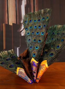 手工孔雀扇贲巴文巴壶孔雀扇文巴扇净水瓶吉祥扇佛前家用佛具用品