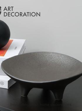 侘寂风陶瓷果盘托盘桌面收纳盘厨房样板房茶几餐桌软装饰品摆件