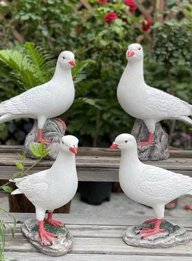 庭院彷真鸽子摆件屋顶创意白鸽模型草坪装饰品假鸟雕塑拍摄道具