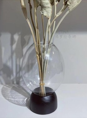 极简意式实木艺术玻璃创意储物罐花器花瓶摆件天然珊瑚装饰品摆设