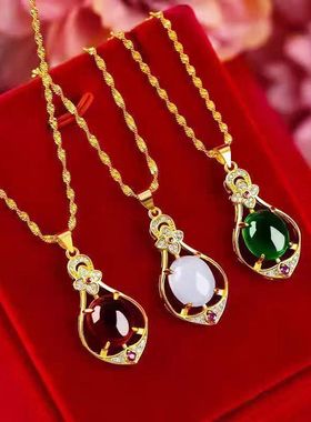 红色水钻项链女时尚爆款轻奢气质颈链情侣新款高级感吊坠潮锁骨链