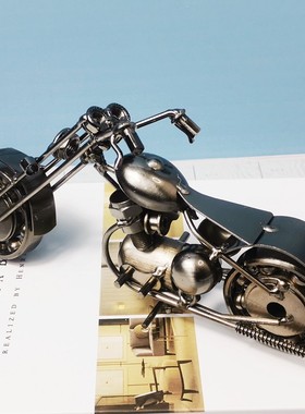 纯手工艺品铁艺哈雷模型摆件客厅酒柜装饰品小摆设精致礼物