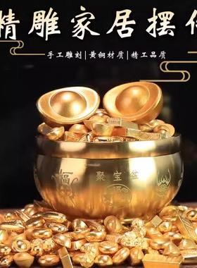 铜制聚宝盆黄铜财神聚宝盆摆件五路财神聚宝盆小号家居客厅办公室