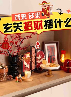 入户玄关餐边柜招财小p摆件肉桂生财粗盐净宅发财树客厅电视柜装