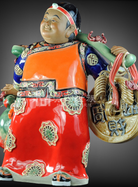 石湾陶瓷公仔大师工艺开业礼品家居门客厅招财装饰品运财童子摆件