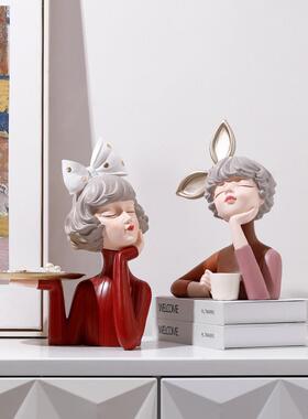 泡泡女孩电视酒柜摆件家居装饰品客厅轻奢高档高端玄关小简约现代