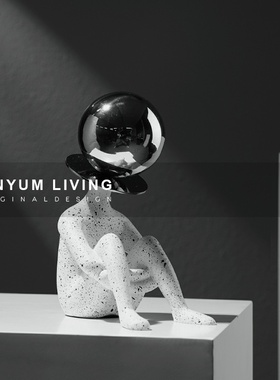 现代轻奢卧室g桌面摆设客厅电视柜装饰沉思者坐姿人物雕塑摆件饰