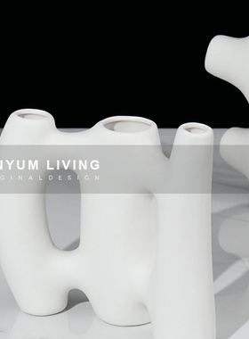 现代抽象白色陶瓷软装饰品家居z摆件样板房间电视柜书架博古架摆