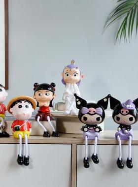 个性可爱卡通桌面树脂吊脚娃娃装饰品摆件墙面墙上客厅卧室小摆设