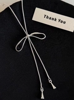 铜合金项链 甜美简约抽拉蝴蝶结项链女款韩系小众设计长款链jh