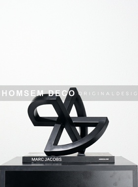 简约现代几何交叉抽象黑色金属摆件家居软装O饰品站厅售楼处样板