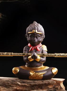 斗战悟空齐天大圣紫砂鱼缸造景摆件茶桌台假山盆景客厅家居装饰品