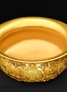 实心黄铜聚宝盆摆件铜香炉纯居家客厅聚招进宝财店铺柜台玄关礼品