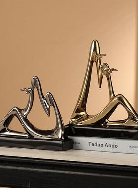 金山银山摆件高级感小众轻奢客厅电视酒柜装饰招财办公室领导高档